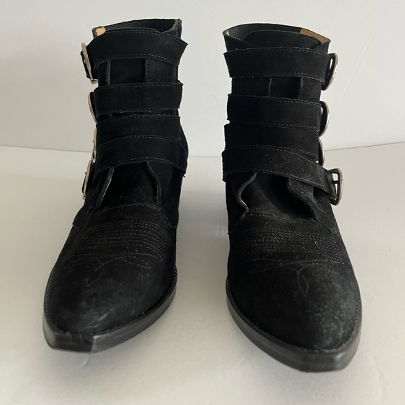TOGA Pulla - Western Suede Buckled Boots in Black - Picture 4 of 11